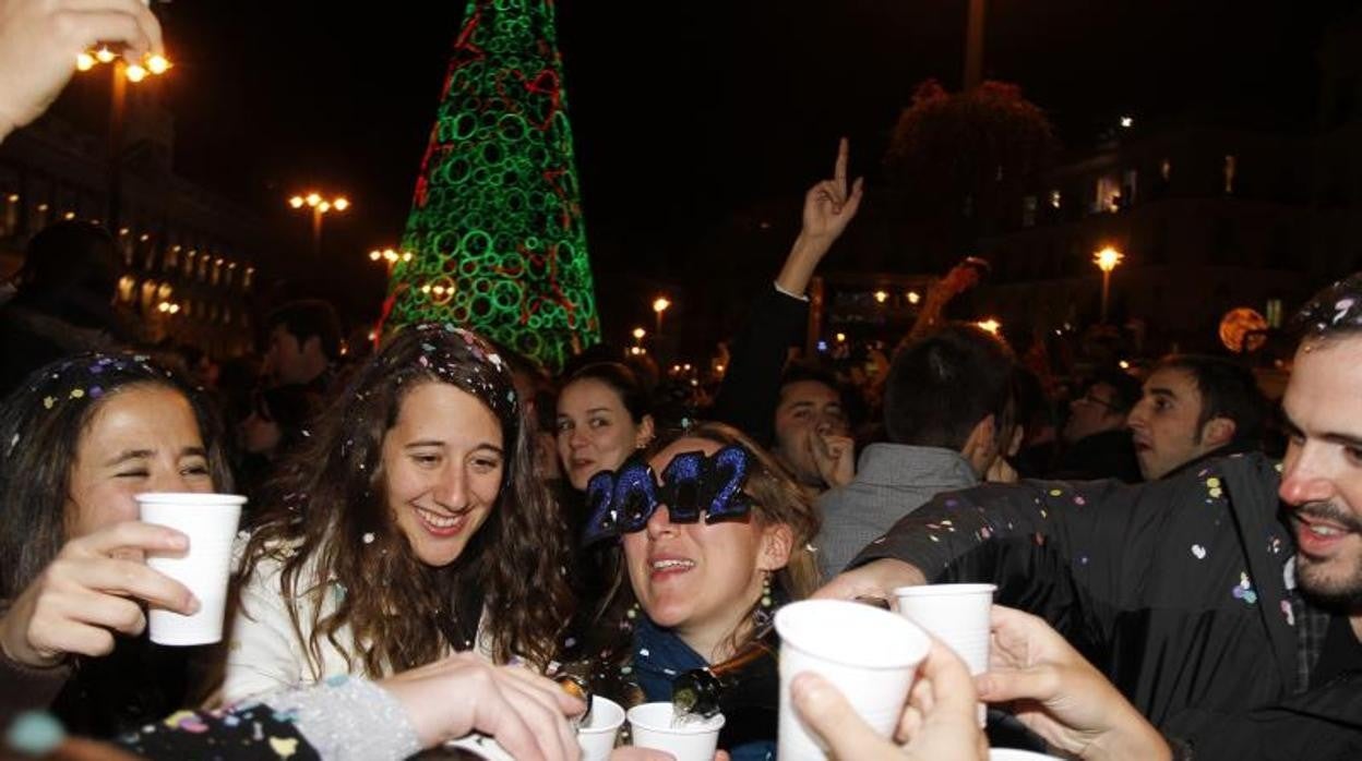 Celebración de la Nochevieja en Sol años antes de la pandemia