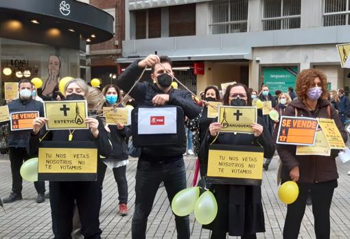 Imagen de la protesta de este lunes en Valencia