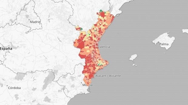 Mapa y listado de los nuevos brotes de coronavirus en la Comunidad Valenciana por municipios