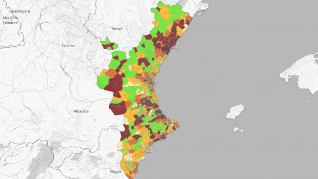 Mapa y listado por municipios de los nuevos brotes de coronavirus en la Comunidad Valenciana