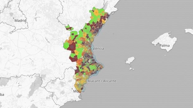 Estos son los municipios en riesgo extremo y alto por coronavirus en la Comunidad Valenciana