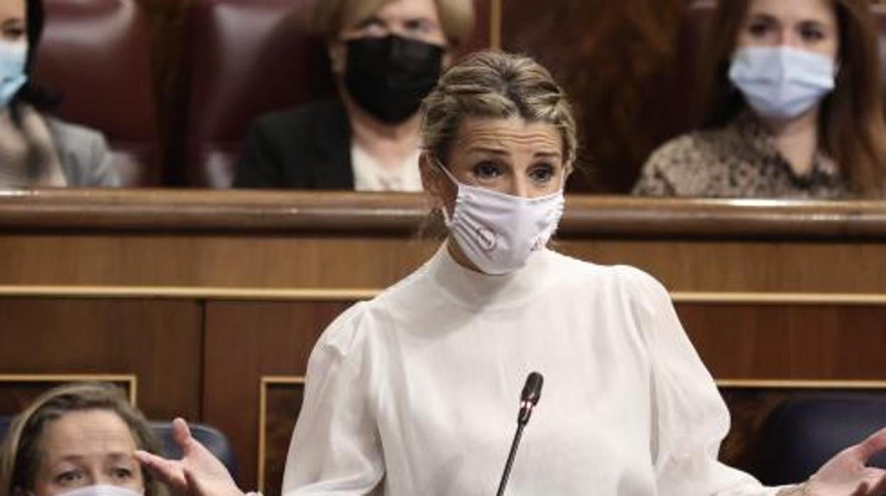 La vicepresidenta segunda del Gobierno, Yolanda Díaz, en el Congreso