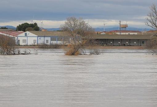 Edificios amenazados por la gran riada que avanza desde el viernes por el Ebro