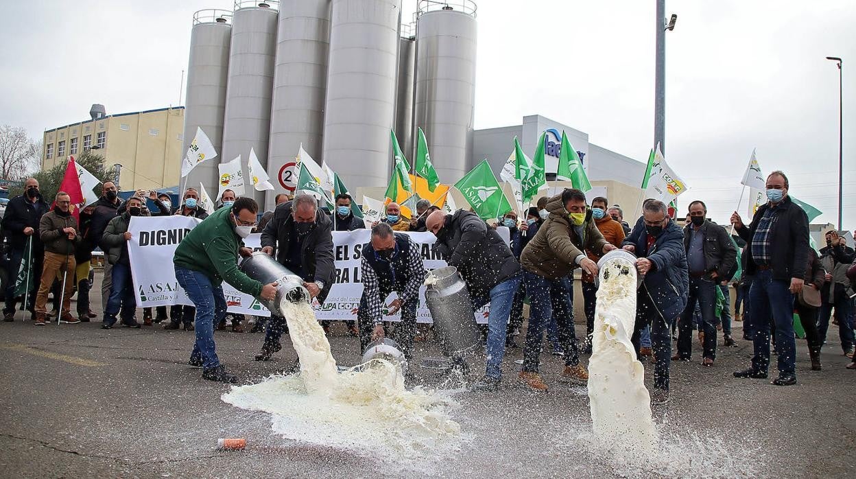 La Alianza UPA-Coag y Asaja organiza una concentración de protesta frente a la fábrica Lactiber de León