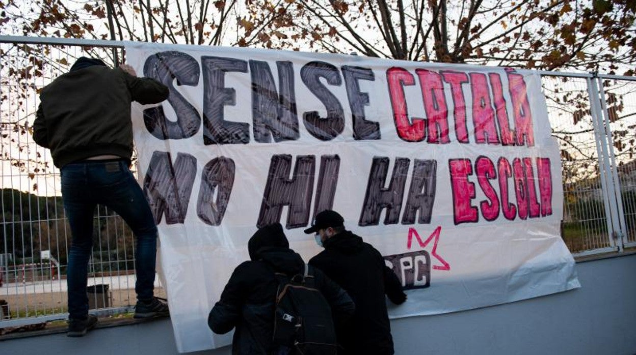 Manifestantes en Canet de Mar