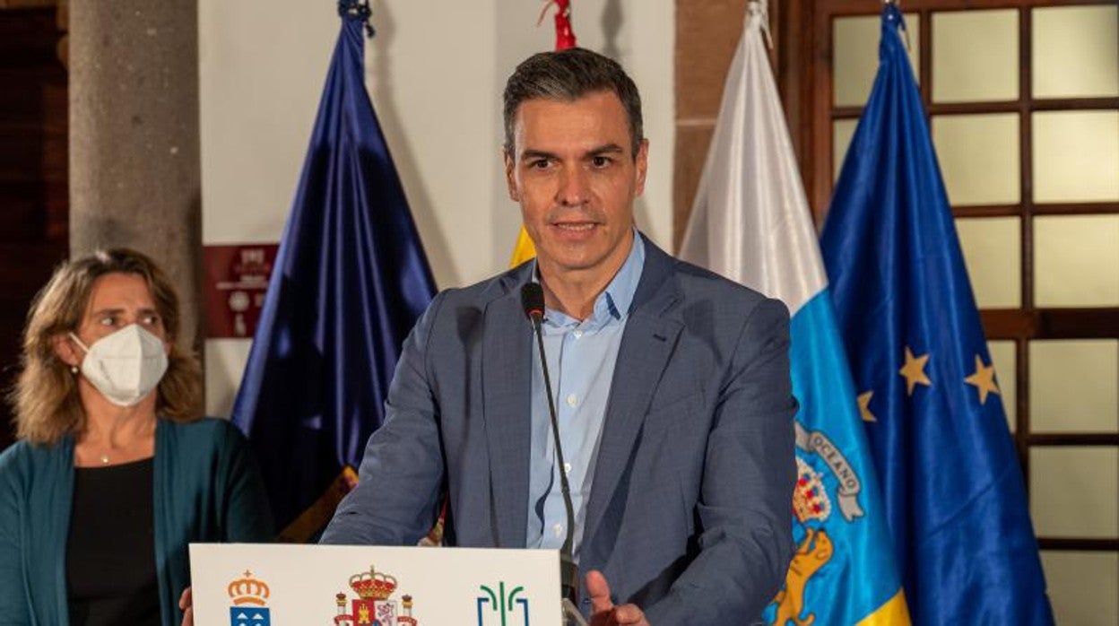 El presidente del Gobierno, Pedro Sánchez, durante una rueda de prensa