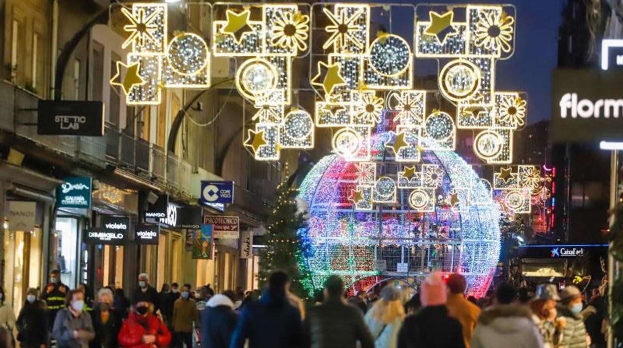 Una céntrica calle de Vigo, las pasadas Navidades