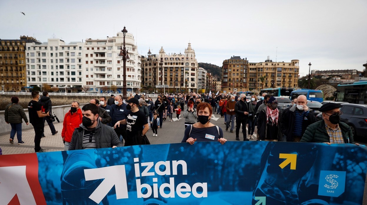 Manifestación a favor del presos etarras el pasado domingo en San Sebastián