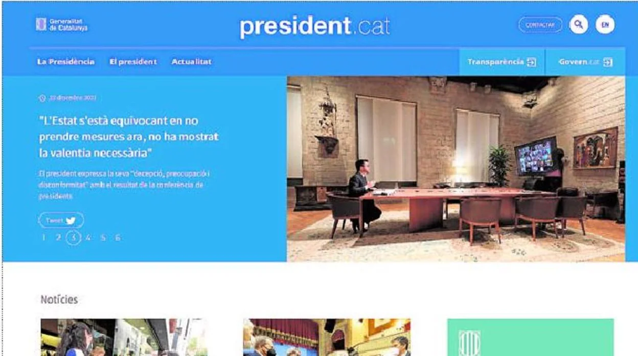 Captura de la web President.cat, disponible solo en catalán y en inglés
