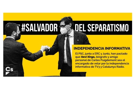 Una de las imágenes creadas por Cs para su campaña digital contra Salvador Illa