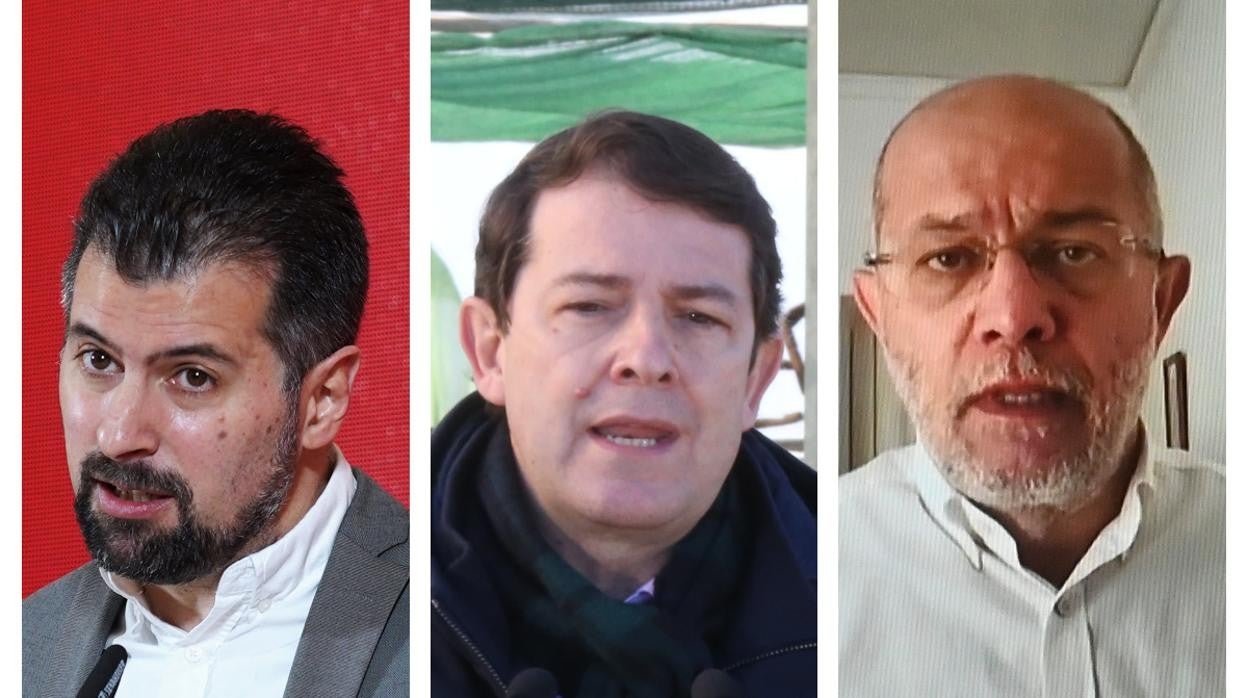 Luis Tudanca (PSOE), Alfonso Fernández Mañueco (PP) y Francisco Igea (Cs)