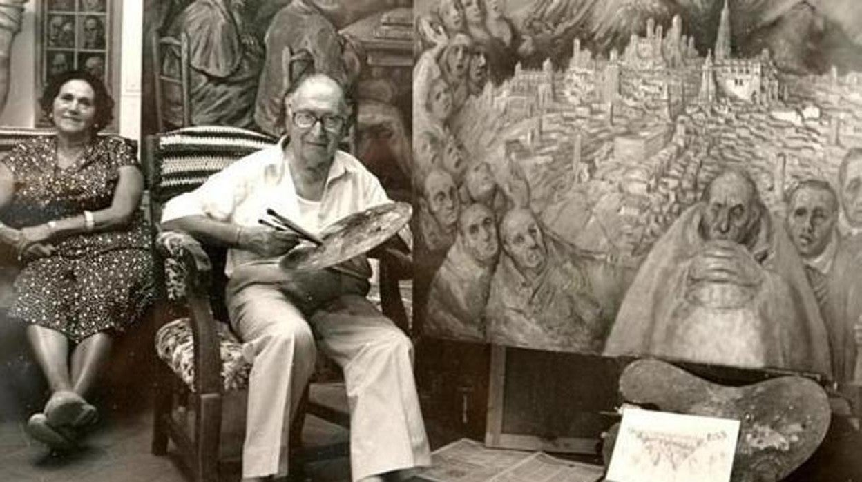 El pintor Cecilio Mariano Guerrero Malagón, en su estudio, en una imagen tomada por la fotógrafa Renata Takkenberg