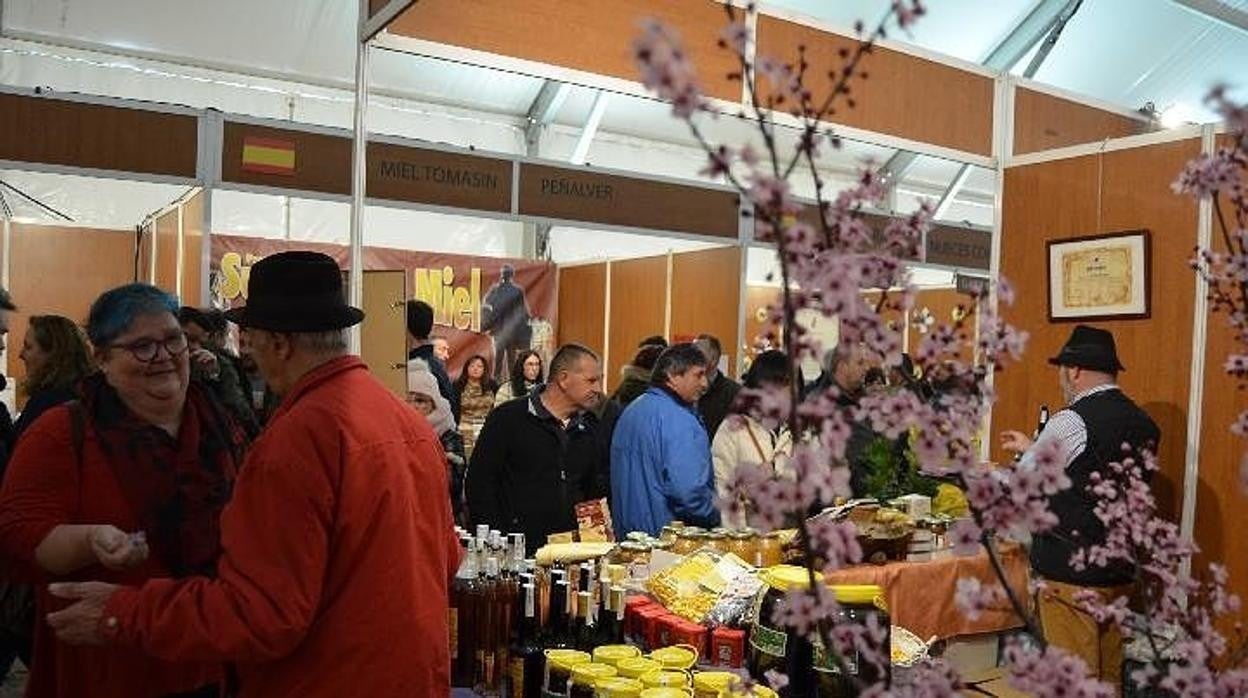 En la imagen de archivo, visitantes en la feria apícola de Pastrana