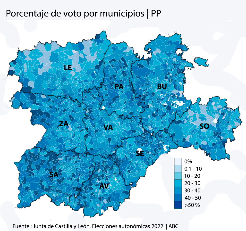 Seis mapas para entender en qué municipios captó más votos cada partido