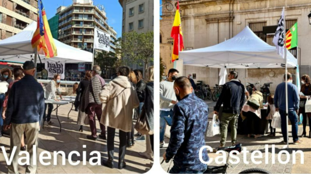 Recogida de firmas en Valencia y Castellón, entre otras ciudades, durante la campaña de Hablamos Español