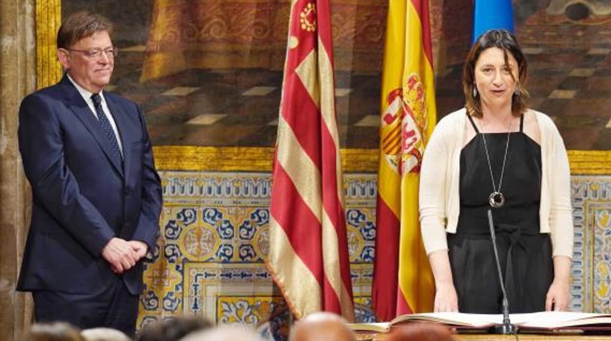La conselera Rosa Pérez Garijo, junto al presidente de la Generalitat Valenciana, Ximo Puig