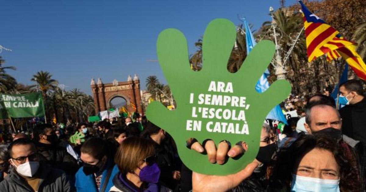 Manifestación de Som Escola contra la aplicación del 25 por ciento de castellano