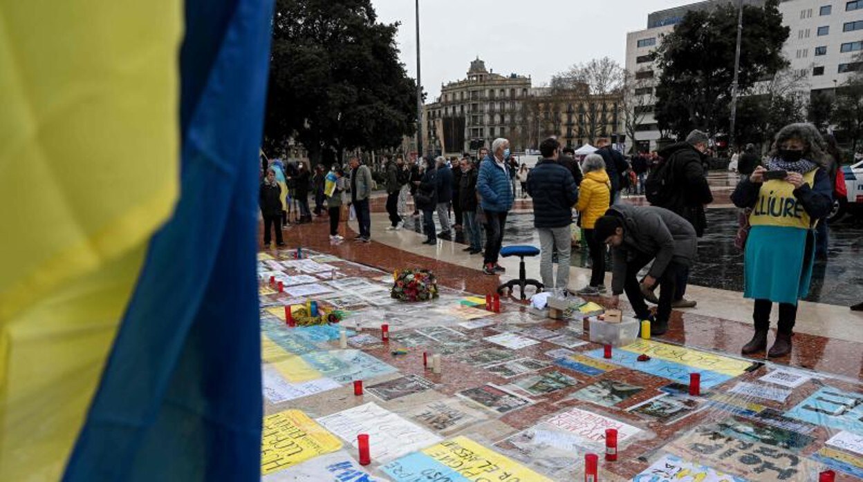 Una concentración en favor del pueblo ucraniano, recientemente en Barcelona