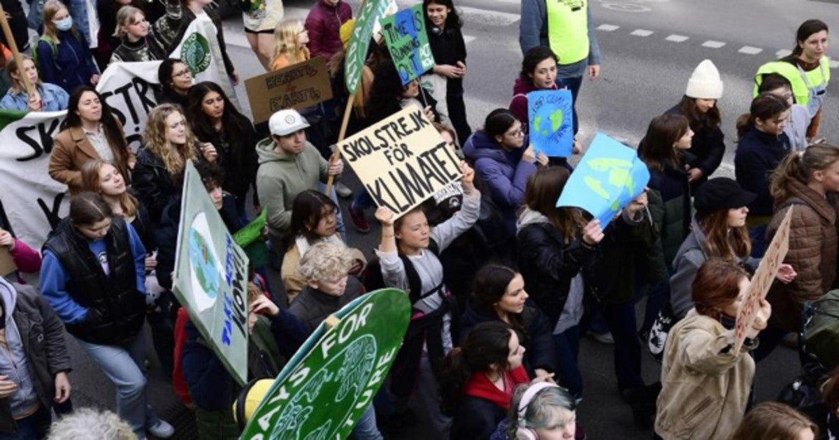 Greta Thunberg durante una protesta por el clima