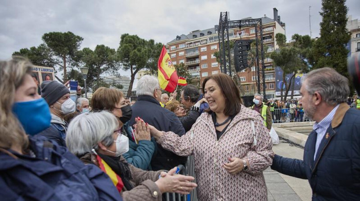 La presidenta de la AVT Maite Araluce, en la concentración del pasado 22 de marzo en Madrid