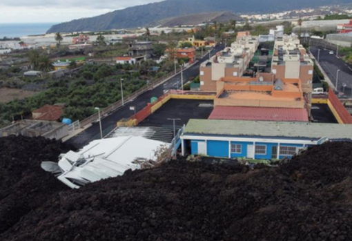 La lava en su entrada en La Laguna