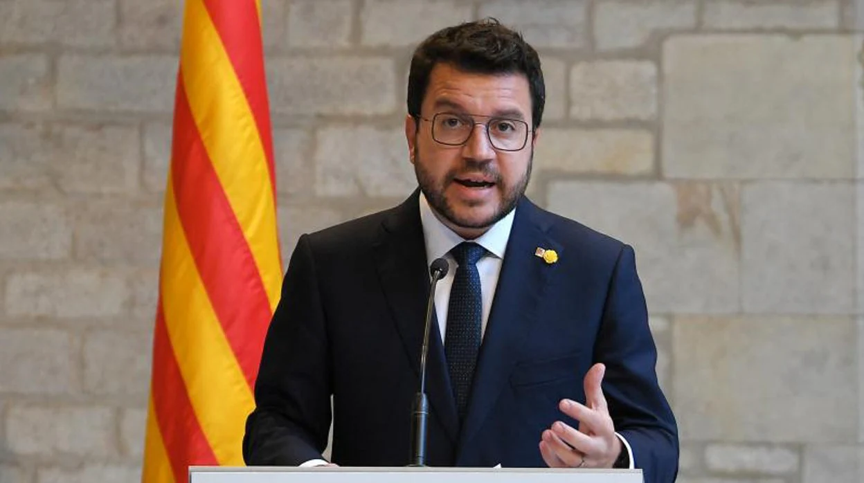El presidente de la Generalitat, Pere Aragonès, en una de sus comparecencias