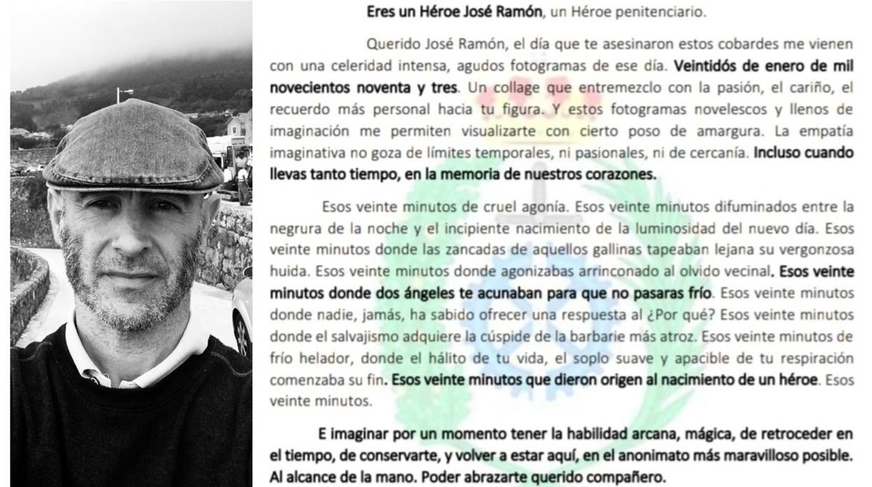 Tony y un texto escrito para José Ramón Domínguez Burillo, funcionario de prisiones asesinado por ETA en San Sebastián el 22 de enero de 1993