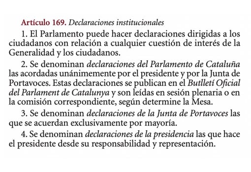 Artículo 169 del Reglamento del Parlamento de Cataluña