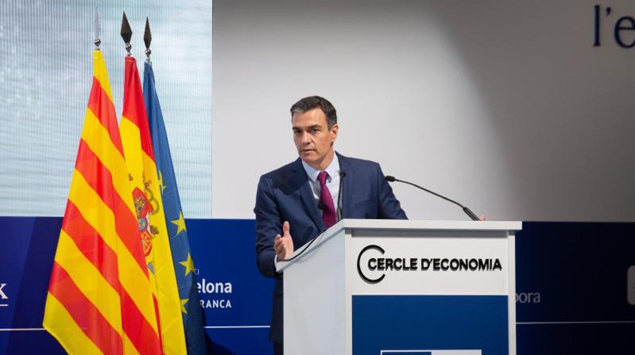 El presidente del Gobierno Pedro Sánchez en su intervención en el Círculo de Economía del 2021