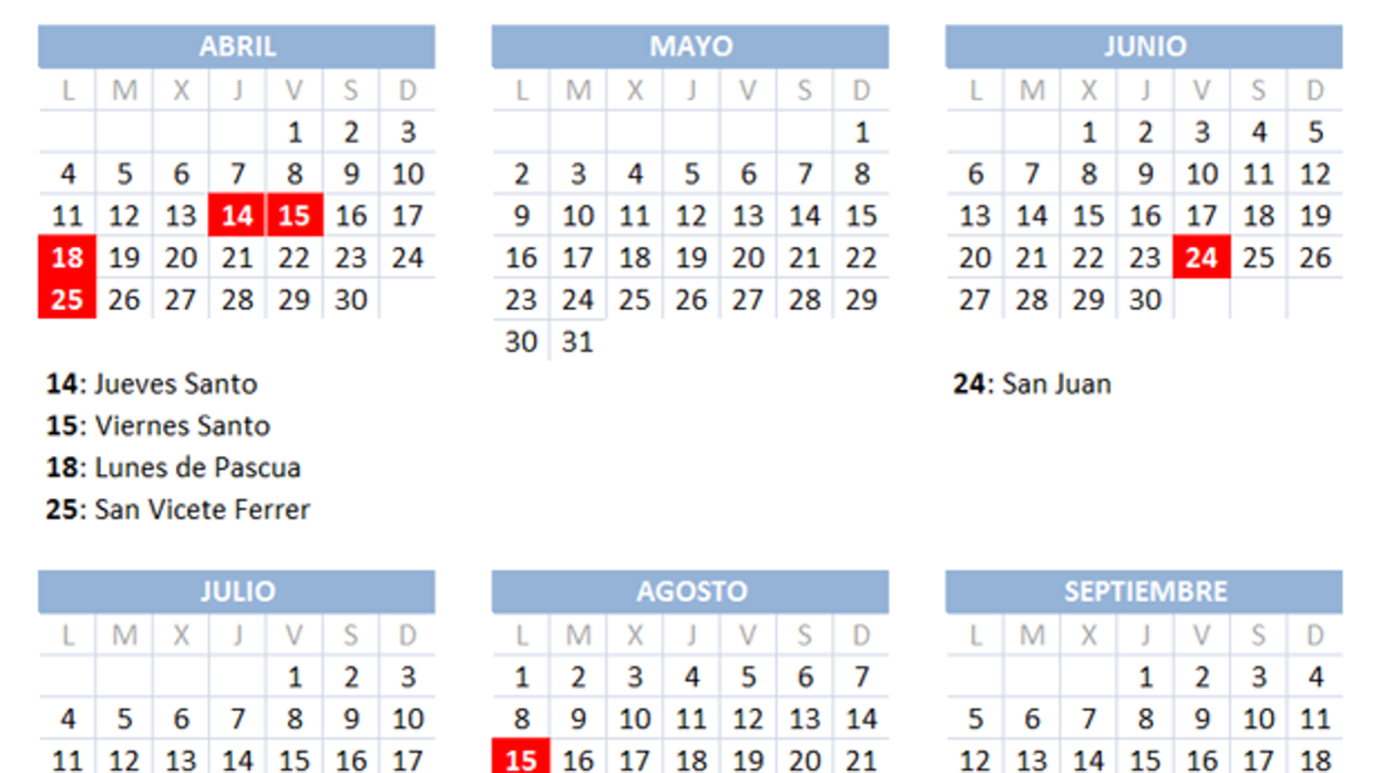 Calendario laboral 2022 en Valencia: cuándo se recupera el festivo del 1 de mayo