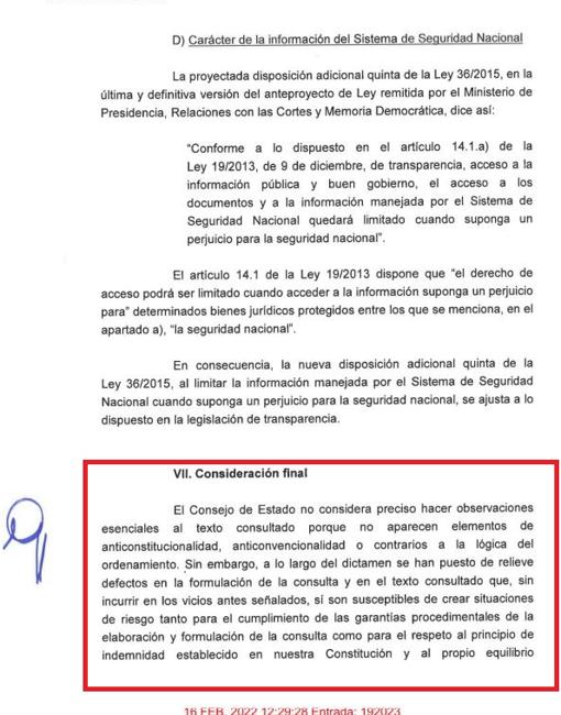 Documento original del Consejo de Estado