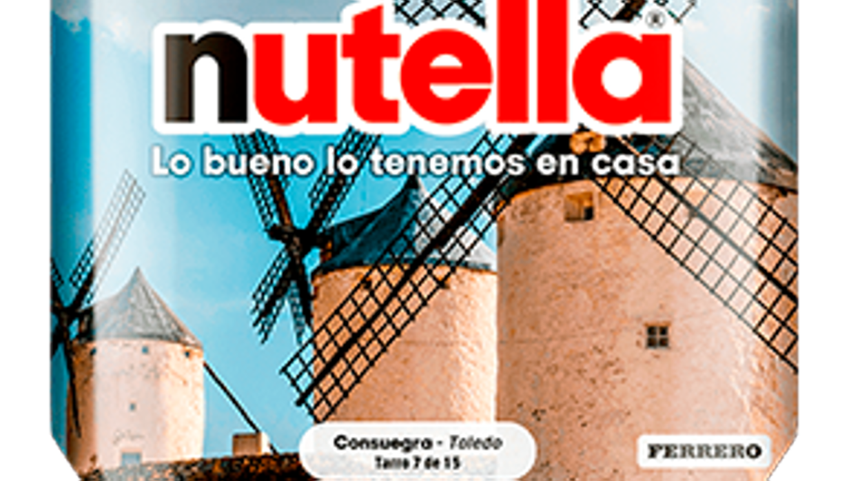 La belleza de los molinos de viento de Consuegra, en los tarros de Nutella