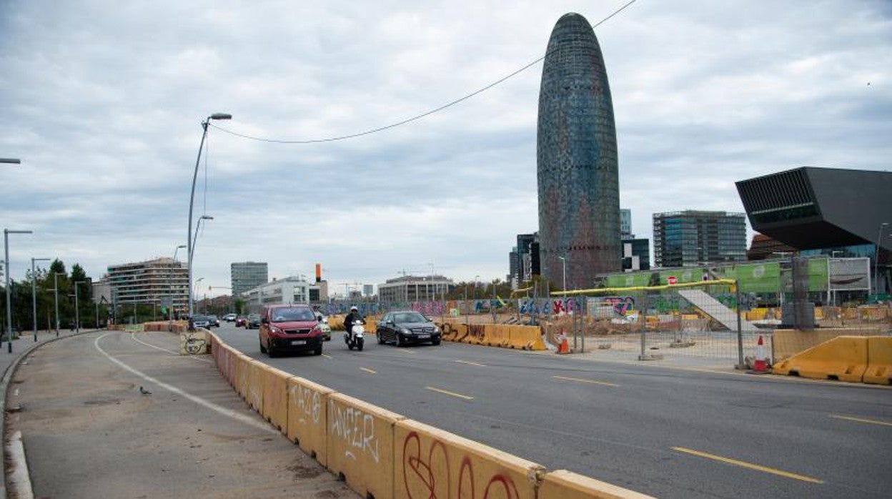 Obras de remodelación de la plaza Glorias, en una foto de archivo