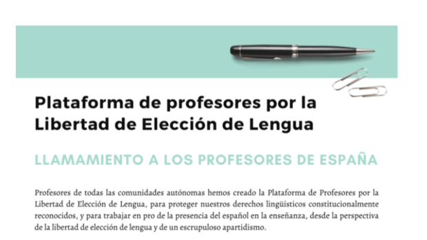 Nace una plataforma de profesores en defensa del español frente a la «imposición» de otras lenguas