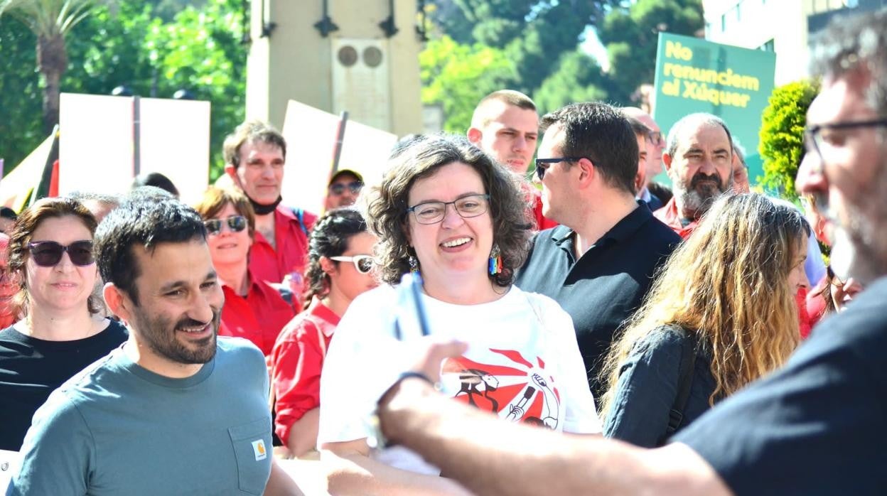 Imagen del conseller de Educación, Vicent Marzà. en una manifestación porganizada por Acció Cultural del País Valencià en Castellón