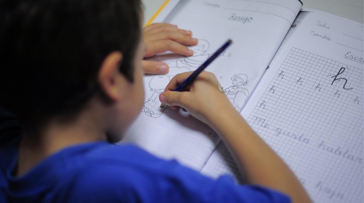 Un niño en una aula de un centro de Educación Primaria de Cataluña