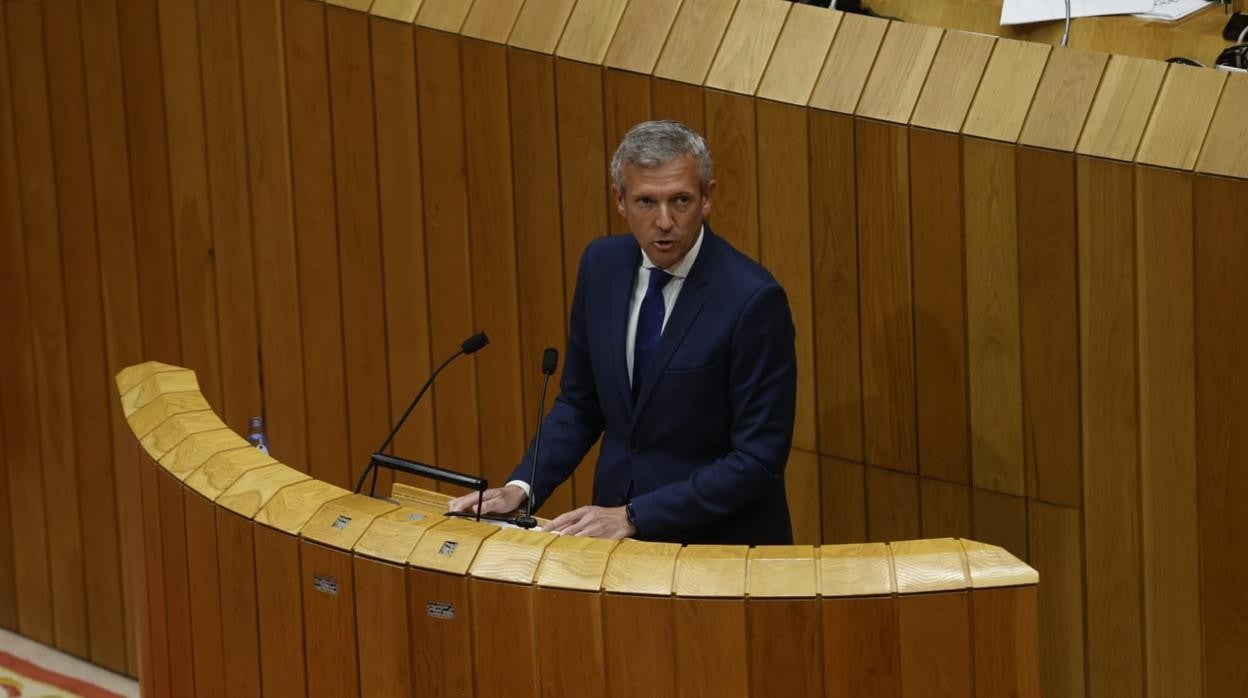 Alfonso Rueda, durante su discurso en el inicio del debate de investidura en O Hórreo