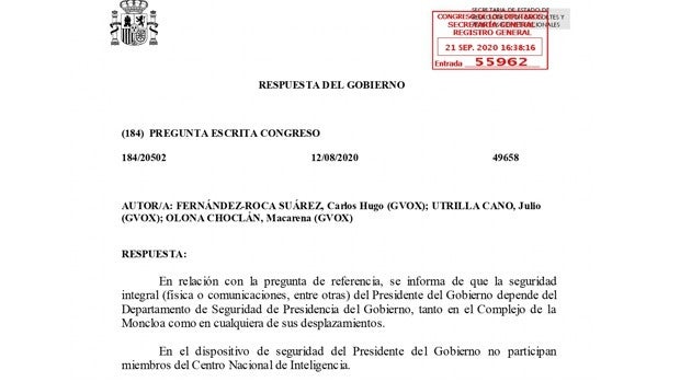 Una respuesta de La Moncloa limpia a Esteban de responsabilidad en el pinchazo al móvil de Sánchez