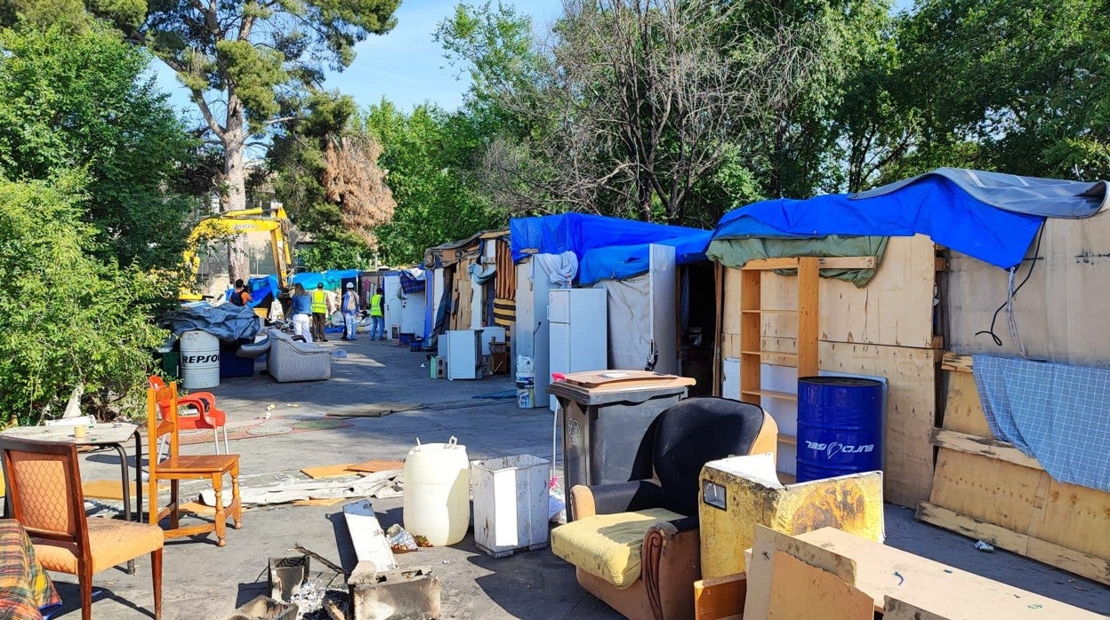 El narcopoblado desmantelado ayer en el polígono Marconi de Villaverde