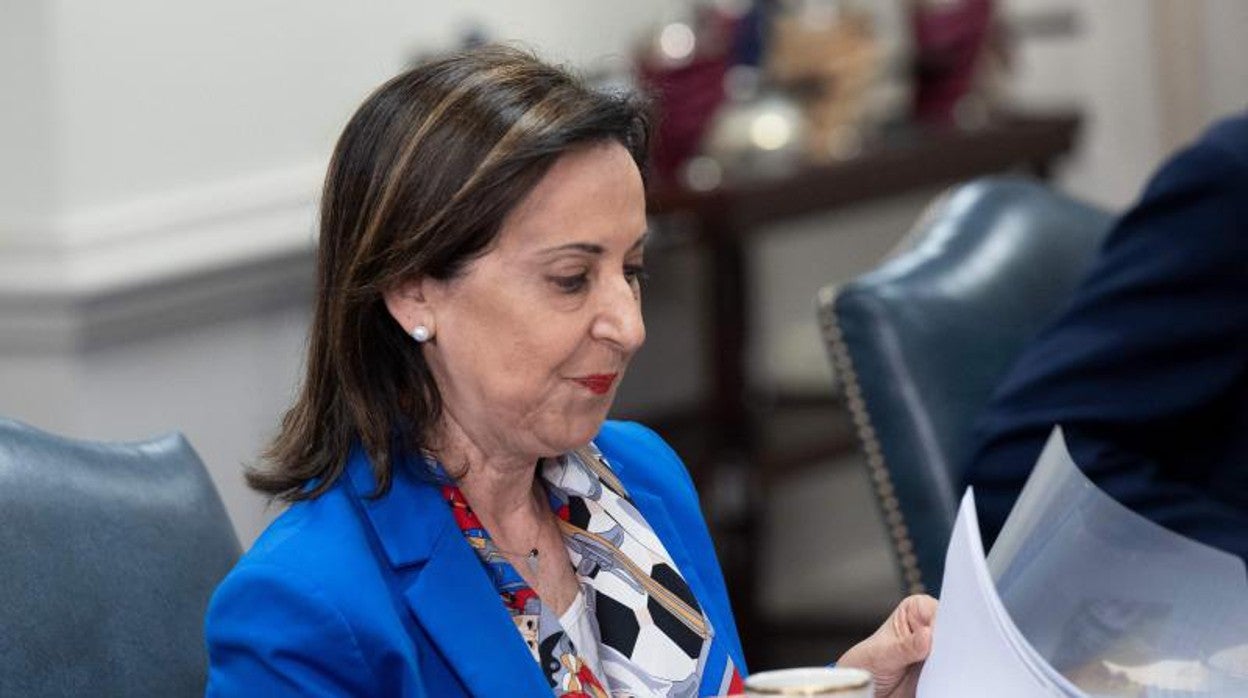 Margarita Robles durante lan reunión en el Pentágono con el Secretario de Defensa Lloyd Austin