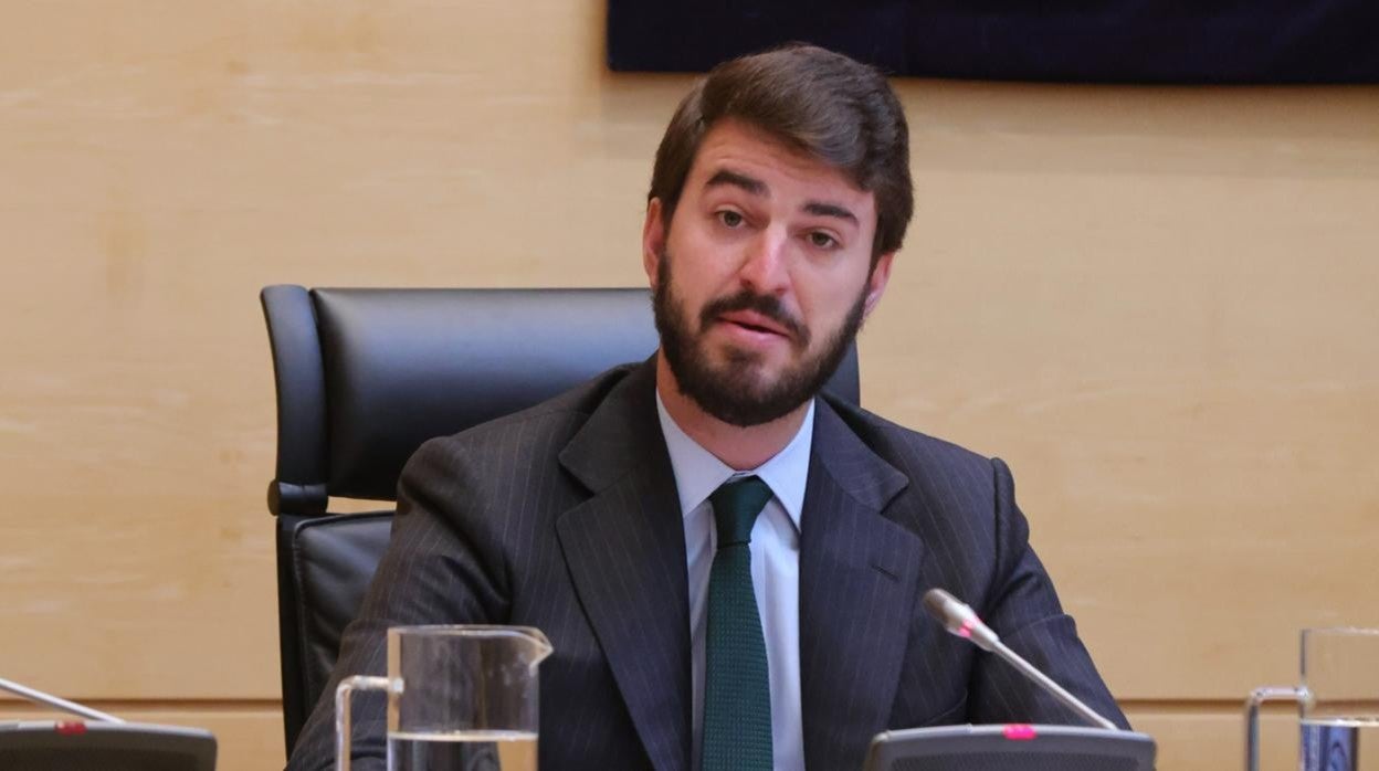 Juan García-Gallardo, vicepresidente de la Junta de Castilla y León, en la comparecencia en las Cortes