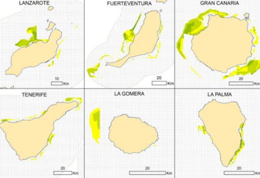 Áreas de potencial para la energía eólica marina