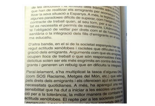 Referencia a actitudes «xenófobas» y «racistas» de la sociedad española, en general