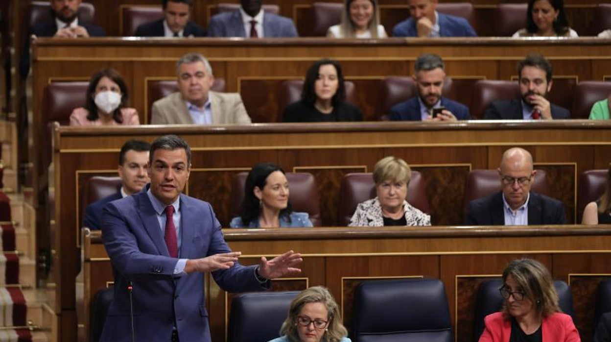 El presidente del Gobierno, Pedro Sánchez, ayer en el Congreso