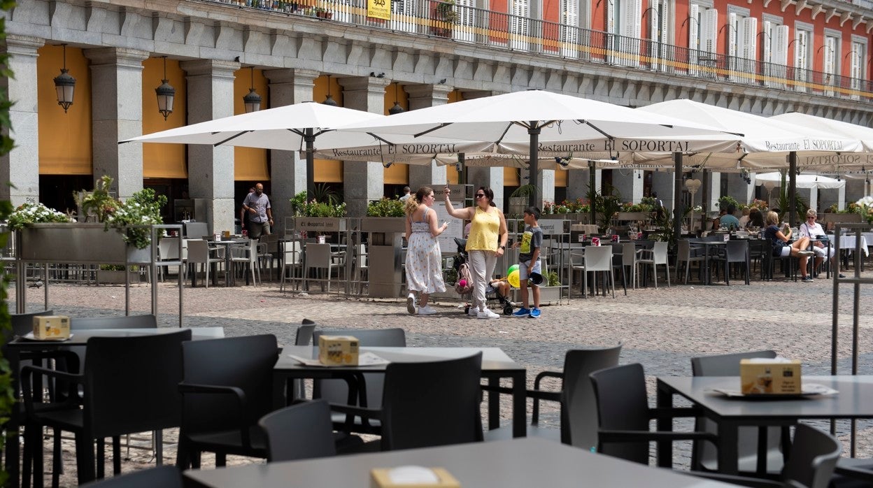 Terrazas en la Plaza Mayor de Madrid