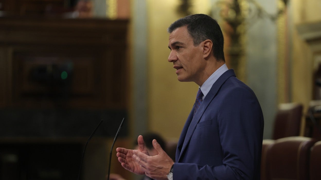 El presidente del Gobierno, Pedro Sánchez, en su última comparecencia en el Congreso