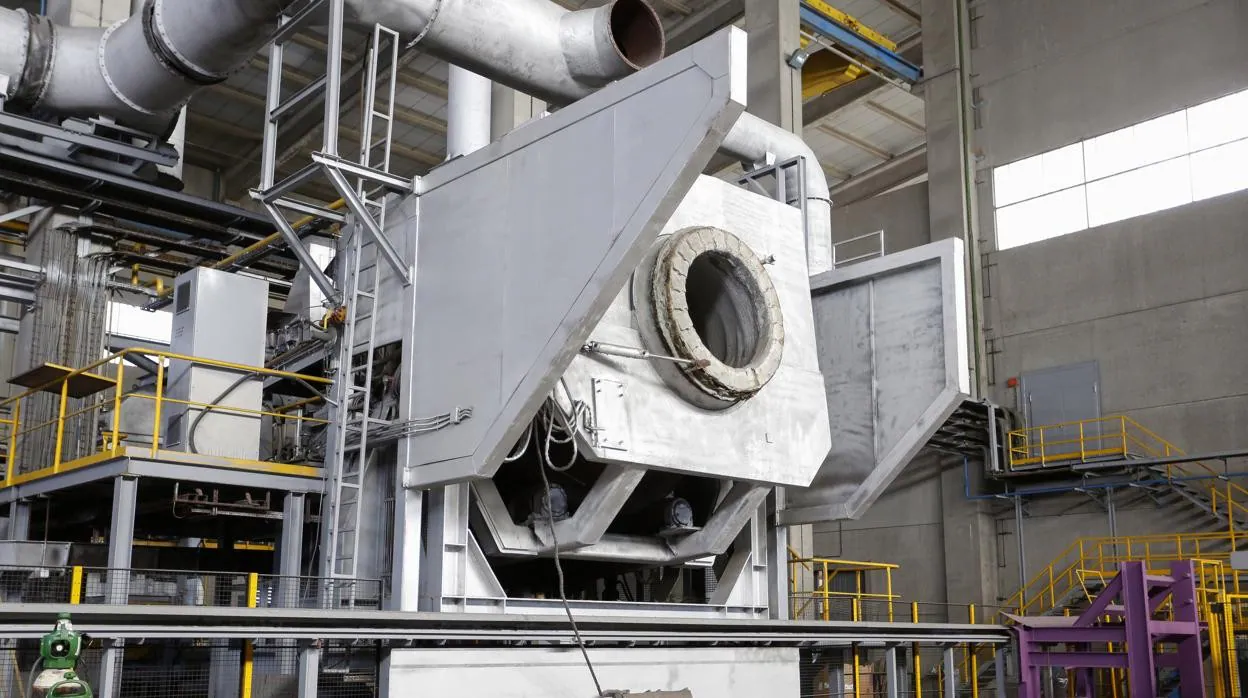 Detalle del nuevo horno incorporado en la planta de Villadangos (León) de Latem Aluminium