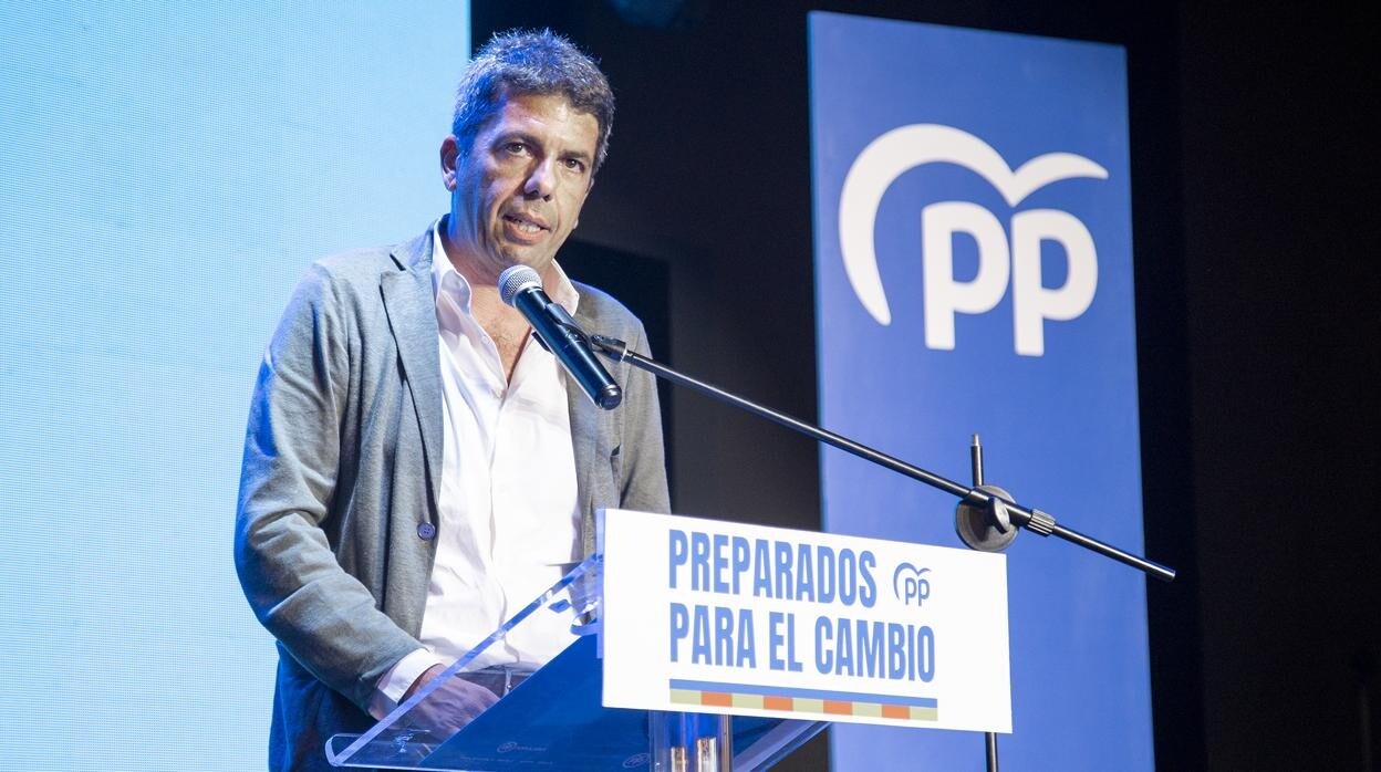 Imagen del presidente del PPCV, Carlos Mazón, en el acto celebrado este sábado en Valencia