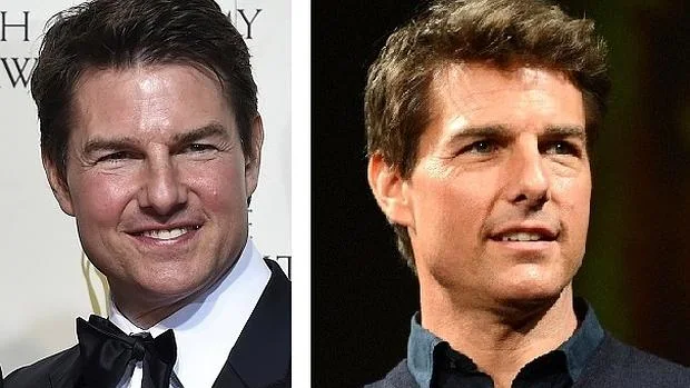 Tom Cruise en la actualidad (izq.), y el actor años atras con más expresividad en su rostro (dcha.)