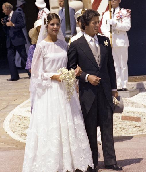 Vestido de Marc Bohan para Dior en su boda con Pilippe Junot